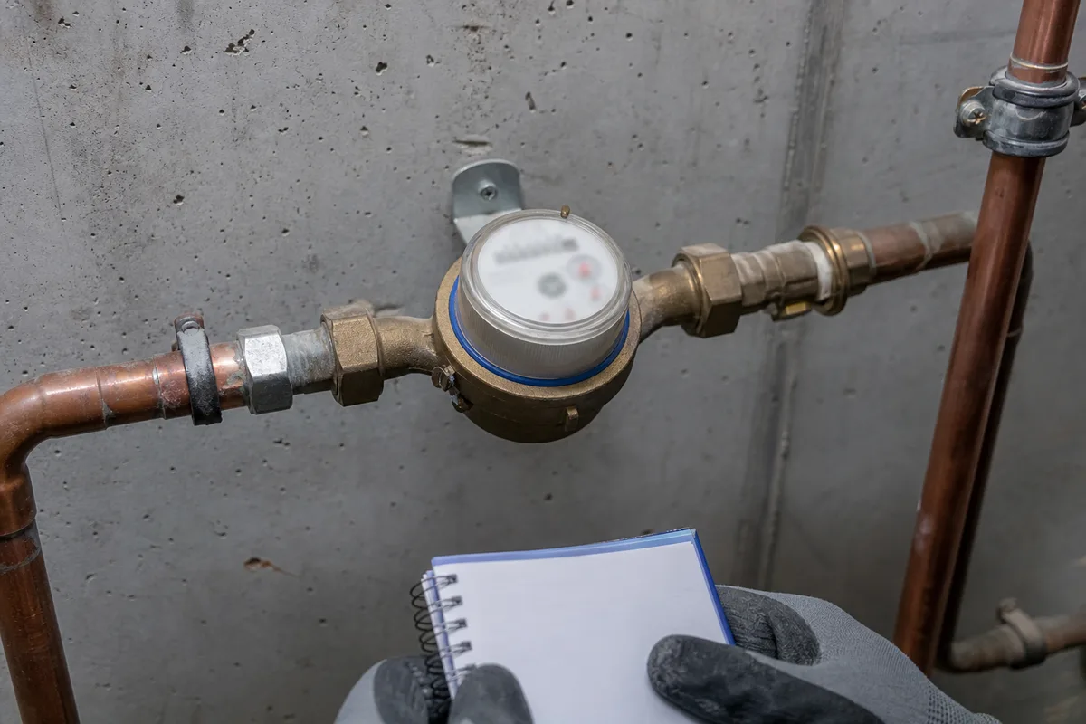Compteur d&rsquo;eau individuel relevé dans un local technique d&rsquo;immeuble